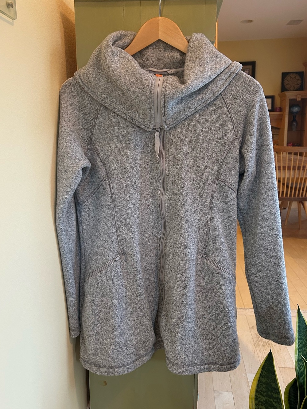 Lucy Women’s Fleece Full Zip Shawl Collar Athletic Jacket Heather Gray Medium